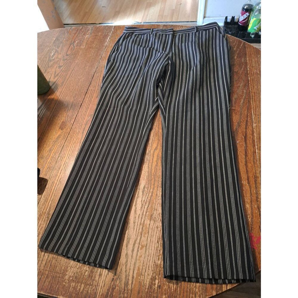 Size 14 Soho Apparel Black Off White Striped Pants Trousers with Pockets